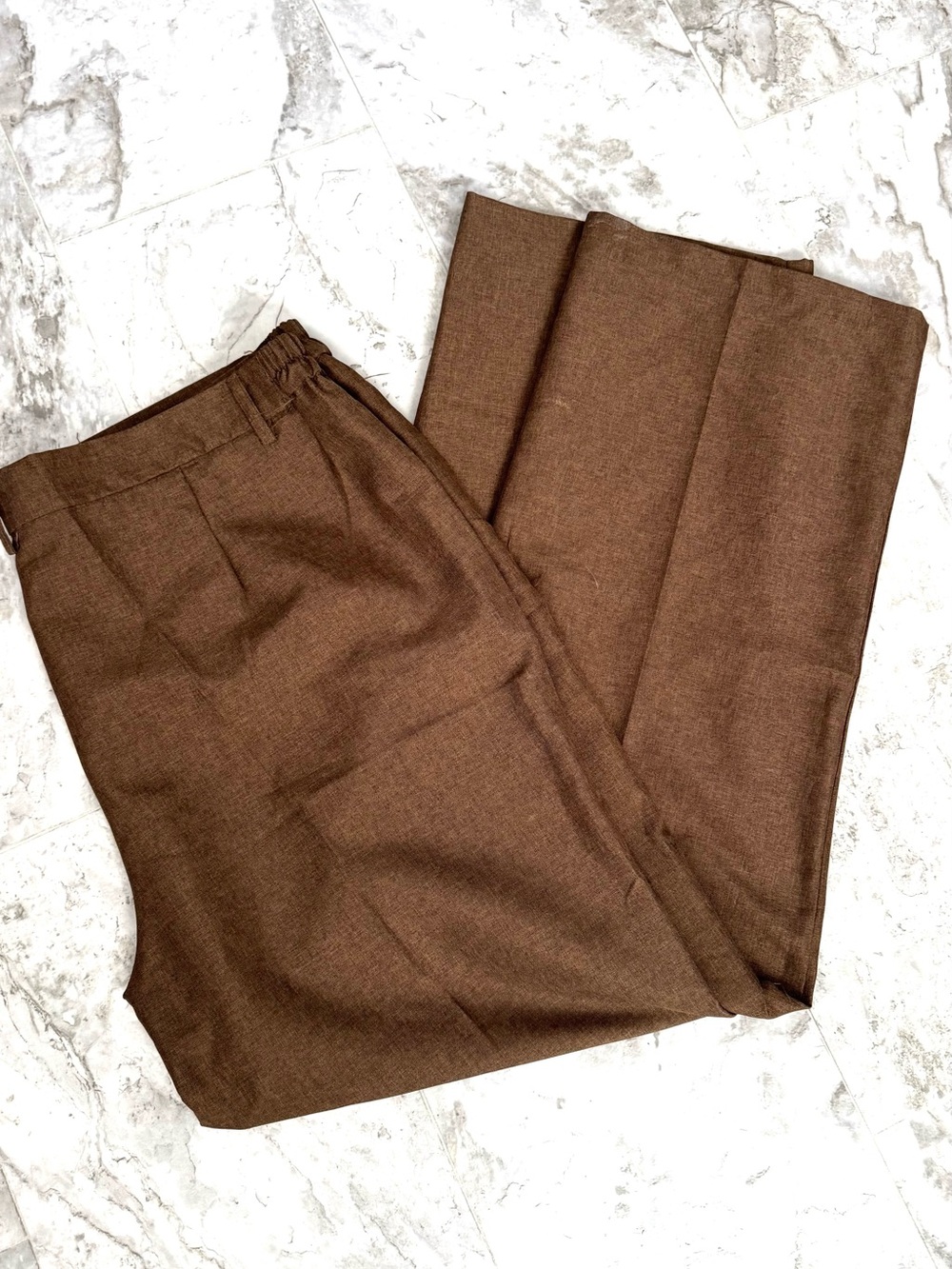 Brown Classic Straight-Leg Dress Pants
